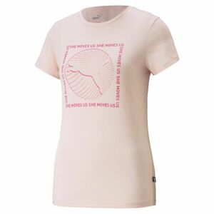 Puma tričko Graphics She Moves Us Tee pink Velikost: XS