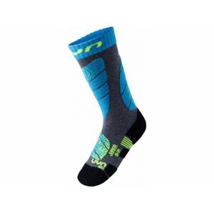 UYN - ponožky T JUNIOR SKI SOCKS medium grey melange/turquoise Velikost: 24/26