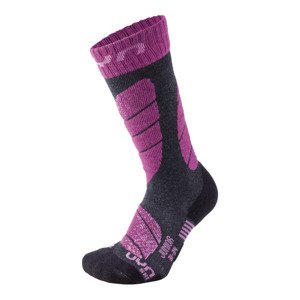 UYN - ponožky T JUNIOR SKI SOCKS anthracite melange / violet Velikost: 35/38