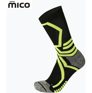 Mico Medium Weight X-Performance X-Country Ski Crew Socks - nero/giallo fluo 44-46