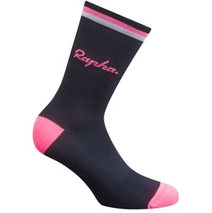 Rapha Logo Socks - Dark Navy / High-Vis Pink / White 41-43