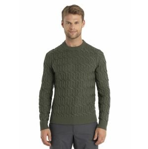 ICEBREAKER Mens Merino Cable Knit Crewe Sweater, Loden velikost: XL