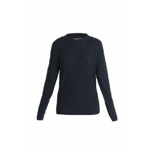 Dámský merino svetr ICEBREAKER Wmns Merino Cable Knit Crewe Sweater, Midnight Navy velikost: S