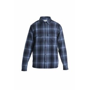 ICEBREAKER Mens Dawnder LS Flannel Shirt Plaid, Midnight Navy/Kyanite velikost: M