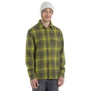 ICEBREAKER Mens Dawnder LS Flannel Shirt Plaid, Loden/Bio Lime velikost: XXL