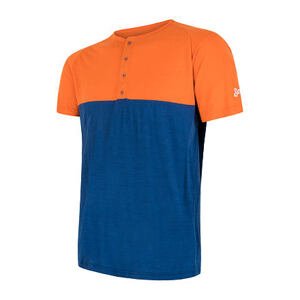 SENSOR MERINO AIR PT pánské triko kr.rukáv s knoflíky oranžová/modrá Velikost: S