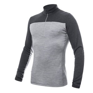 SENSOR MERINO BOLD pánské triko dl.rukáv zip cool gray/anthracite Velikost: XL pánské tričko s dlouhým rukávem