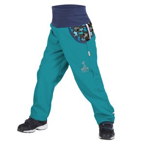 Unuo, Dětské softshellové kalhoty s fleecem, Sv. Smaragdová, Pejsci Velikost: 104/110 dětské kalhoty