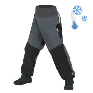 Unuo, Dětské softshellové oteplovačky s fleecem, Černá, Žíhaná Antracitová Velikost: 104/110 dětské kalhoty