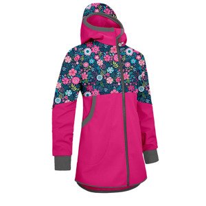 Unuo, Dívčí softshellový kabát s fleecem Street, Fuchsiová, Květinky Velikost: 104/110