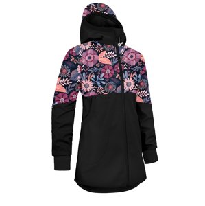 Unuo, Dívčí softshellový kabát s fleecem Street, Černá, Kouzelné květiny Velikost: 110/116
