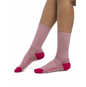 Dámské merino ponožky ICEBREAKER Wmns Lifestyle Light Crew, Crystal/Electron Pink velikost: 41-43 (L)