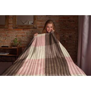 Top textil Mikroflanelová deka vlnkovaná 150x200 cm růžová/béžová