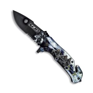 Nůž zavírací ALBAINOX FOS SEALS 3D kombinované ostří Barva: Černá